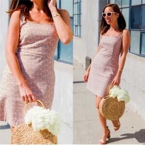 J. Crew Pink Jacquard Parasol Umbrella Italian Summer Sleeveless Sheath Dress 12